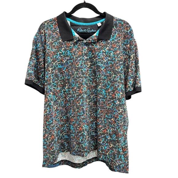 Robert Graham Men's XL Multicolor Abstract Polo Shirt Short Sleeve Casual - Picture 1 of 5